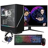 dcl24 [16958] Gaming Komplett PC Set RGB AMD Ryzen 5-5600G 6x3.9 GHz Turbo - 1TB SSD, 16GB DDR4, Radeon Vega, 24 Zoll TFT Maus Tastatur Headset WLAN Windows 11 Pro