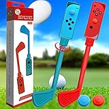 Golfschläger für Switch Mario Golf, 2 Stück Drehbare Golfgriffe Kompatibel mit Switch Joy-Con Controller, Spiele Club Zubehör für Switch Mario Golf Super Rush (Rot+Blau)
