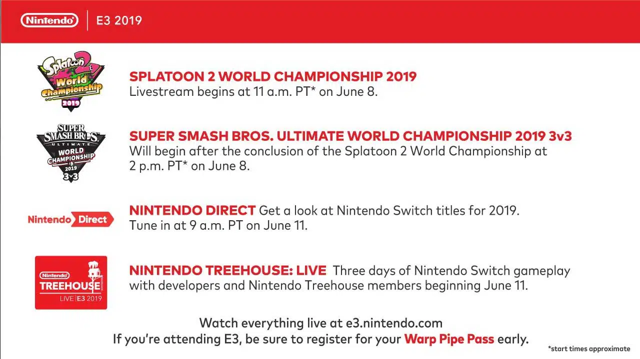 nintendo e3 schedule