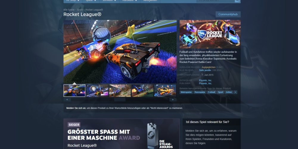 rocket league auf steam